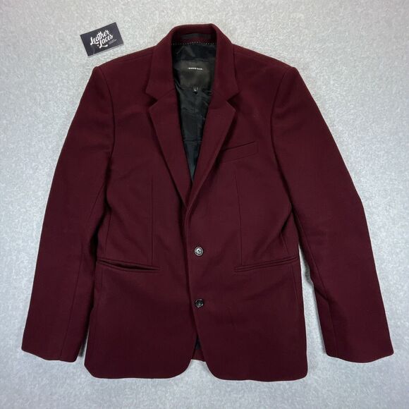 Surface to Air Blazer Mens Large L Burgundy Red Wool Cashmere Sport Coat Jacket